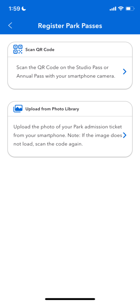 USJ app Register Park Passes