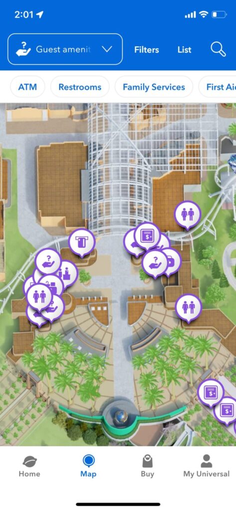 USJ app map guest amenity