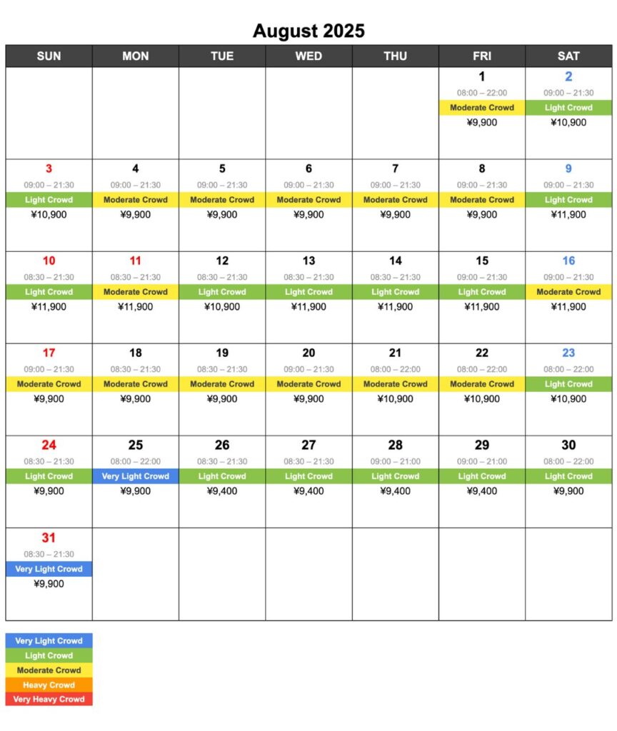 Crowd Calender August 2025